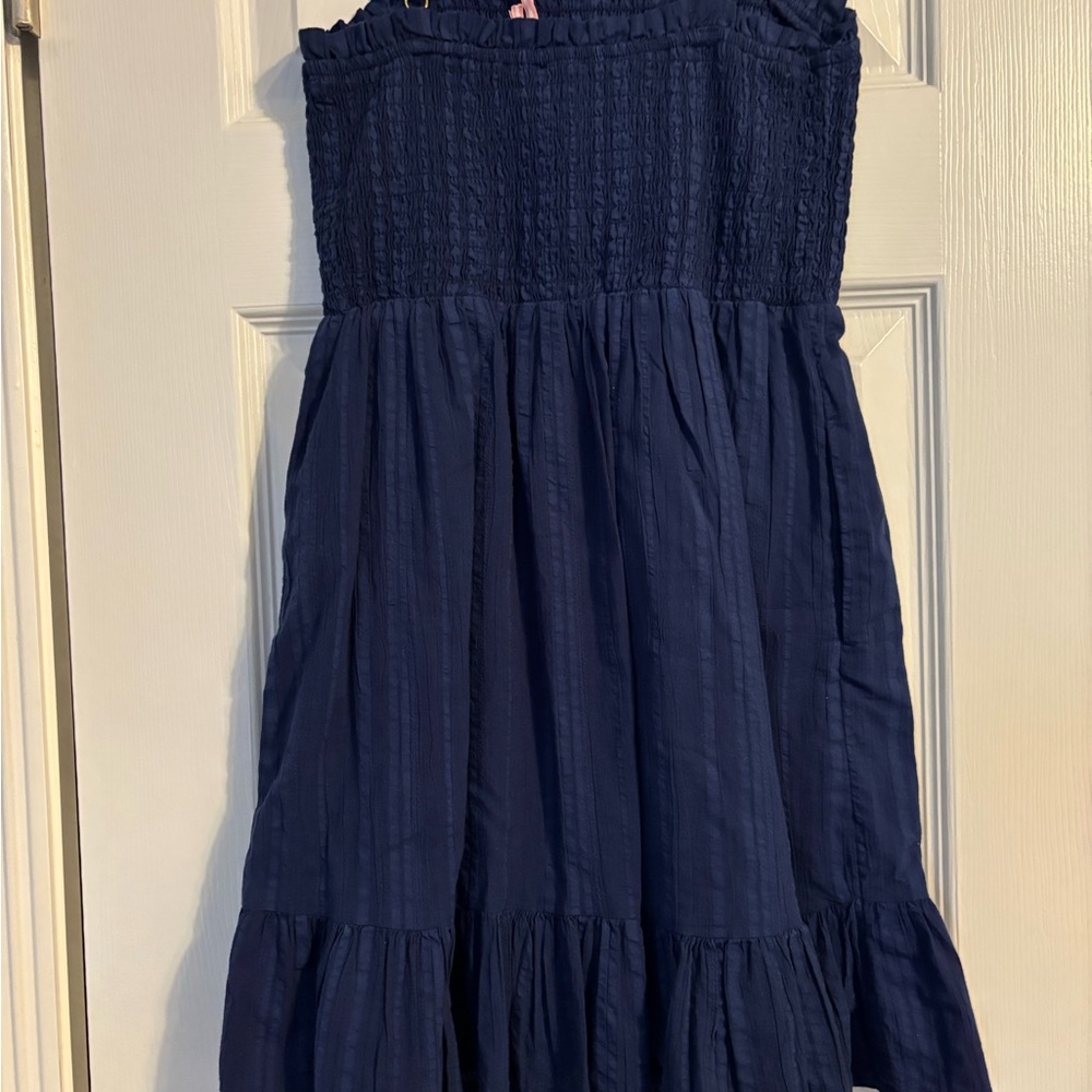 Vineyard Vines Blue Strapless Smocked Sundress